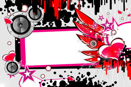 Grunge Style music and love backgroundのイラスト素材