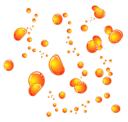Orange glossy bubbles close up backgroundのイラスト素材