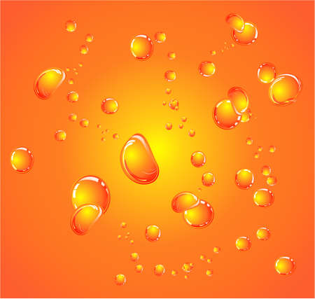 Orange glossy bubbles close up backgroundのイラスト素材