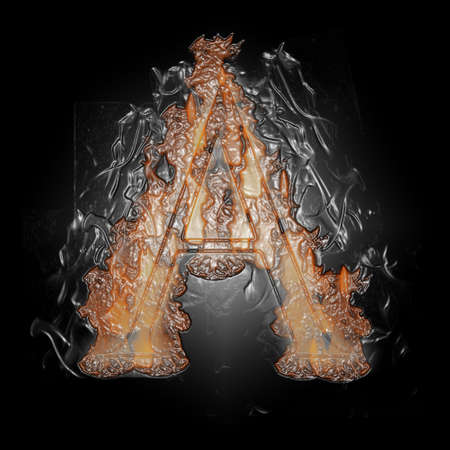 Plastic Burning Letter with true flames and smoke -の写真素材