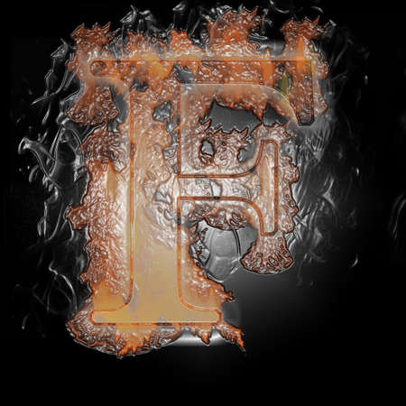 Plastic Burning Letter with true flames and smoke -の写真素材