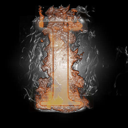 Plastic Burning Letter with true flames and smoke -の写真素材