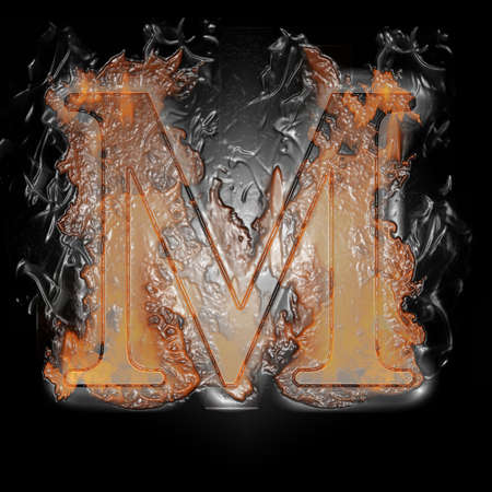 Plastic Burning Letter with true flames and smoke -の写真素材