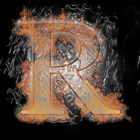 Plastic Burning Letter with true flames and smoke -の写真素材