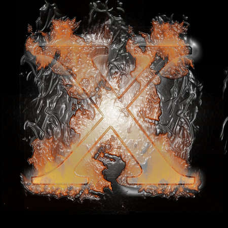 Plastic Burning Letter with true flames and smoke -の写真素材