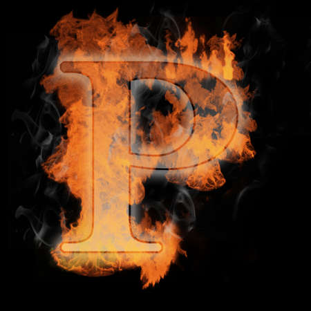 Burning Letter with true flames and smoke - other letters in my portfolioの写真素材