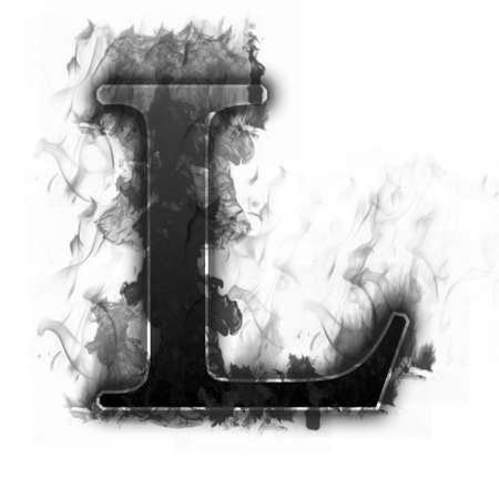 Burning Letter with true flames and smoke - other letters in my portfolioの写真素材