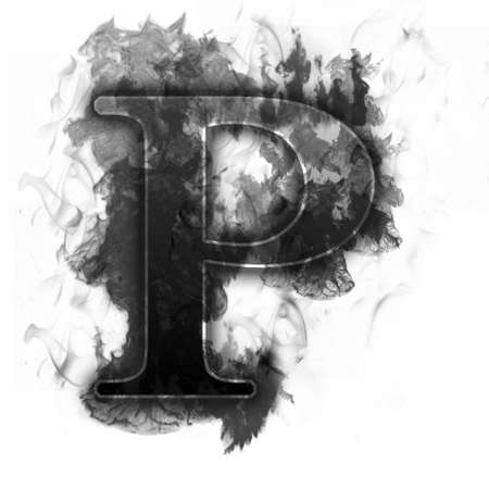 Burning Letter with true flames and smoke - other letters in my portfolioの写真素材