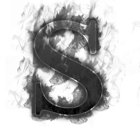 Burning Letter with true flames and smokeの写真素材