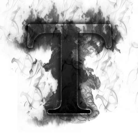 Burning Letter with true flames and smokeの写真素材