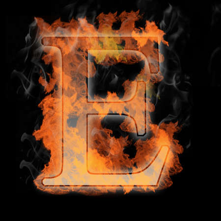 Burning Letter with true flames and smoke - other letters in my portfolioの写真素材