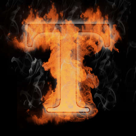 Burning Letter with true flames and smokeの写真素材