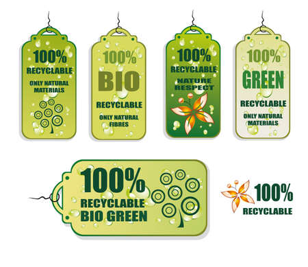 Green Recycle and Bio tag icons - set 3のイラスト素材