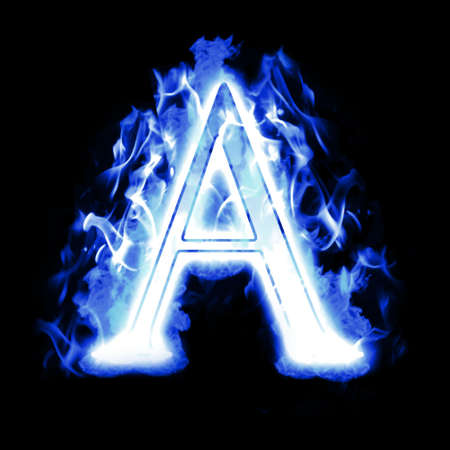 Burning Letter with Cold Blue flames - Ice Flame Alphabetの写真素材
