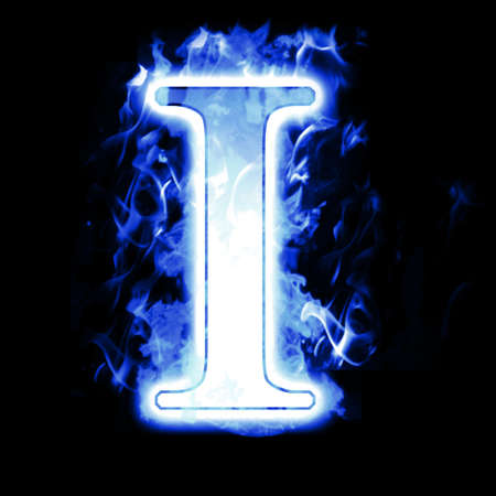 Burning Letter with Cold Blue flames - Ice Flame Alphabetの写真素材