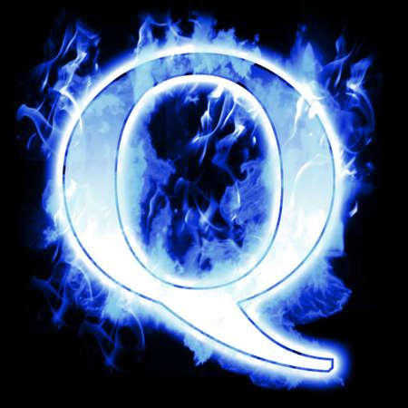 Burning Letter with Cold Blue flames - Ice Flame Alphabetの写真素材