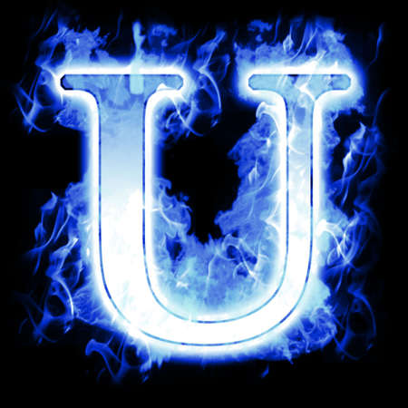 Burning Letter with Cold Blue flames - Ice Flame Alphabetの写真素材