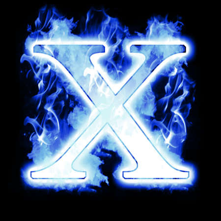 Burning Letter with Cold Blue flames - Ice Flame Alphabetの写真素材