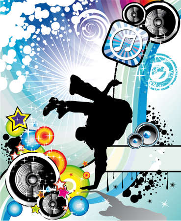 Extreme Break Dancing colorful Musical Event Background for Flyersのイラスト素材