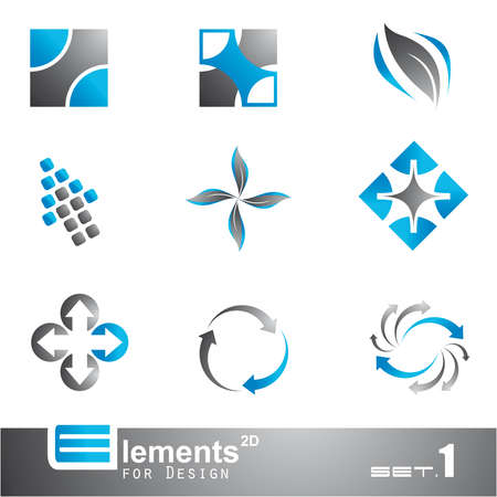Elements for Design - 9 Abstract 2D Pieces - Set 1のイラスト素材