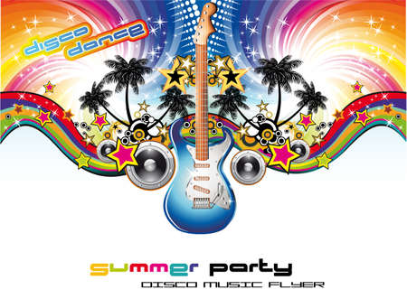Disco Dance Corful Tropical Music Event Flyerのイラスト素材