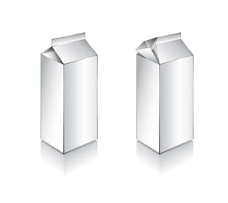 Three Dimensional Milk Box with, shadow and reflectionsのイラスト素材