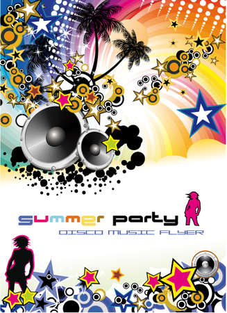 Disco Dance Tropical Music Flyer with colorful backgroundのイラスト素材