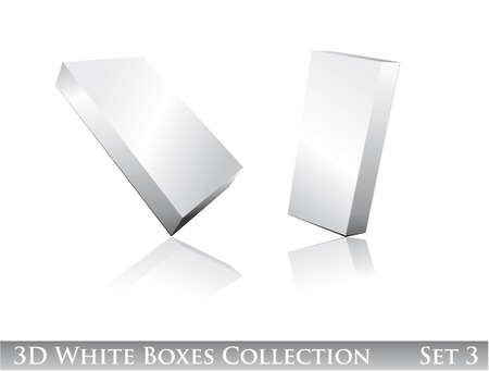 Three dimensional Boxes Icon set with reflection and shadowsのイラスト素材
