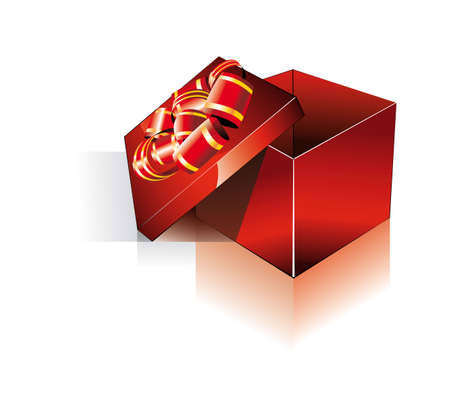 Three Dimensional Red Decorated Gift Boxのイラスト素材