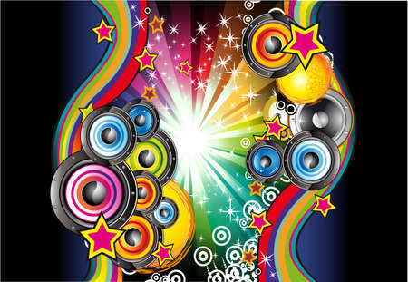 Colorful Rainbow Abstract Music Background for Disco flyersのイラスト素材
