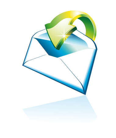 Threedimentional Email Icon with Reflectionのイラスト素材