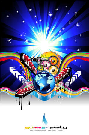 Rainbow Colorful Discoteque Event Flyer のイラスト素材