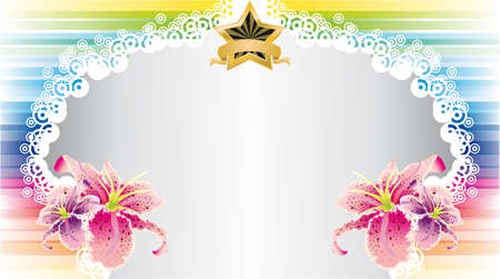 Colorful Rainbow Flowers Card with Space for textのイラスト素材