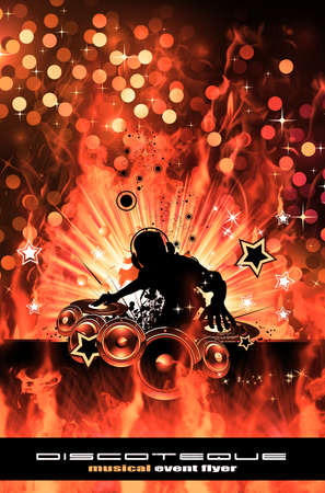 Abstract Colorful Burning Dj Background for Alternative Disco Flyersの写真素材
