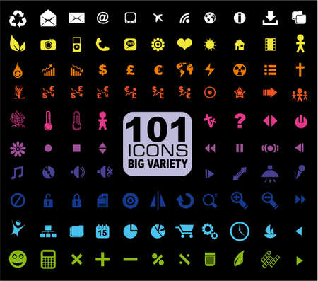 101 Icons Collection - General. Internet, Mulstimedia, Financial and moreのイラスト素材