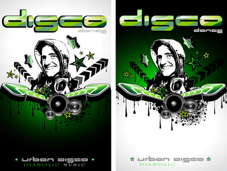 Abstract Colorful Music Event Background with Disk Jockey Shape for Discoteque Flyersのイラスト素材