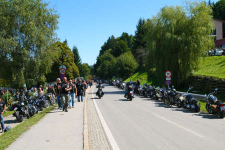 FAAKER SEE, AUSTRIA - SEPTEMBER 11: Custom motorcycles are shown at European Bike Week on September 11, 2010 in Faaker See, Austria. The event is billed as the largest European motorcycle event.のeditorial素材