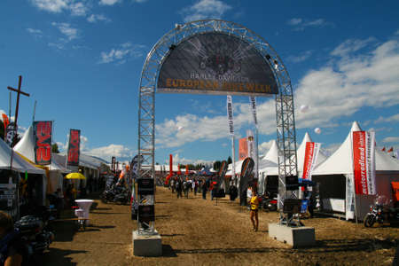 FAAKER SEE, AUSTRIA - SEPTEMBER 11: Custom motorcycles are shown at European Bike Week on September 11, 2010 in Faaker See, Austria. The event is billed as the largest European motorcycle event.のeditorial素材