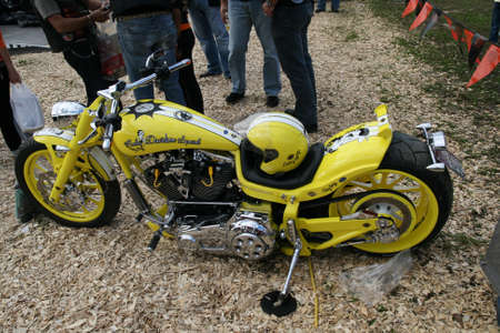 FAAKER SEE, AUSTRIA - SEPTEMBER 11: Custom motorcycles are shown at European Bike Week on September 11, 2010 in Faaker See, Austria. The event is billed as the largest European motorcycle event.のeditorial素材