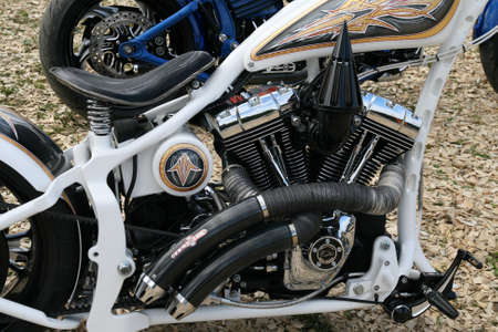 FAAKER SEE, AUSTRIA - SEPTEMBER 11: Custom motorcycles are shown at European Bike Week on September 11, 2010 in Faaker See, Austria. The event is billed as the largest European motorcycle event.のeditorial素材