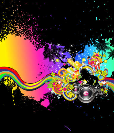 Grunge Style Disco Background のイラスト素材