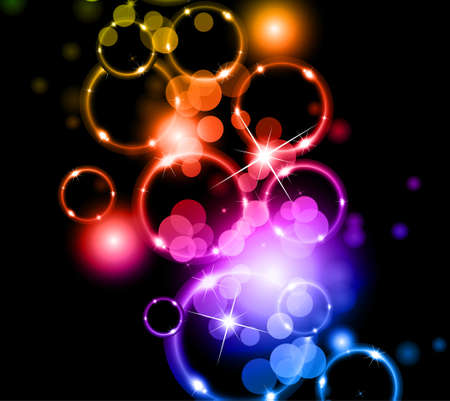 Abstract Glowing Circles of llight with Raibow Colours Backgroundのイラスト素材