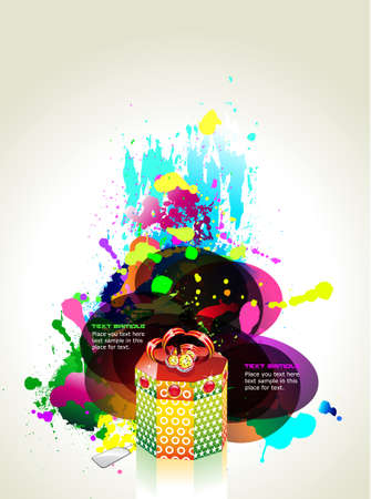 Birthday or Christmas Gift Card with an Explosion of Starsのイラスト素材