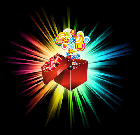 Birthday or Christmas Gift Card with an Explosion of Starsのイラスト素材