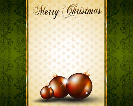Vintage Christmas Baubles Background for Elegant Invitation Flyer or Brochureのイラスト素材
