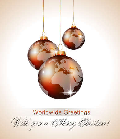 Worlds Christmas Baubles Background for Elegant Invitation Flyer or Brochureのイラスト素材