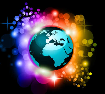 Abstract Rainbow Planet Background for Flyersのイラスト素材