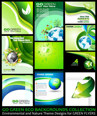 Go Green Eco Backgrounds Collection - 9 different Environmental Illustrationsのイラスト素材