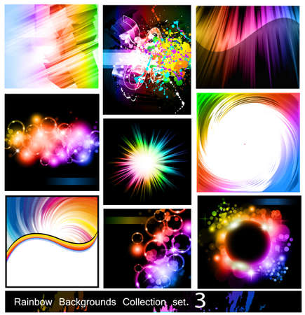 Rainbow Backgrounds Collection - 9 Flyer or brochures with colorful abstract motive - Set 3のイラスト素材