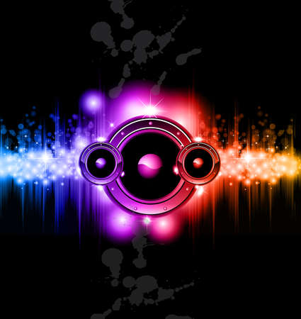 High Tech Futuristic Music Disco Background with glowing Rainbow lightsのイラスト素材